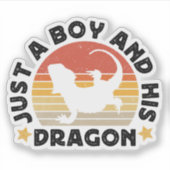 Gewoon een jongen en zijn draak reptiel liefhebber sticker (Voorkant)
