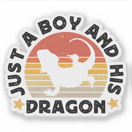 Gewoon een jongen en zijn draak reptiel liefhebber sticker (Voorkant)