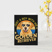 Gewoon Een Jongen En Zijn Goud Retrievers Meisjes  Kaart (Gele Bloem)