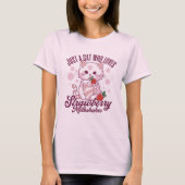 Gewoon een kat die van aardbeienmilkshakes kawaii  t-shirt (Voorkant)