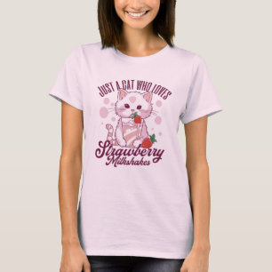 Gewoon een kat die van aardbeienmilkshakes kawaii  t-shirt