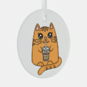 Gewoon een kat Drink Boba Tea Glas Ornament (Voorkant Rechts)