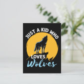 Gewoon een kind dat van wolven houdt wolf liefhebb briefkaart (Staand voorkant)