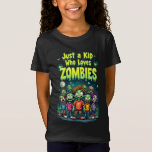 Gewoon een kind dat zombies cartoon halloween leuk t-shirt