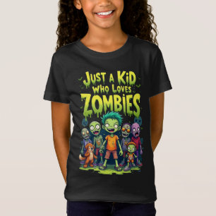 Gewoon een Kind die houdt van Zombiese Cartoon Hal T-shirt