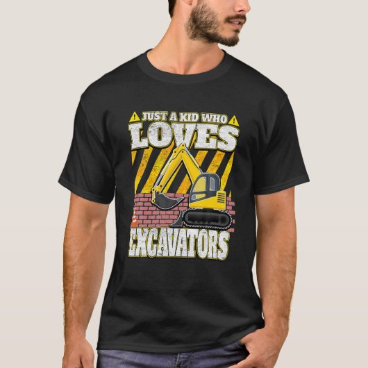 Gewoon een Kind die van graafmachines houdt T-shirt (Voorkant)