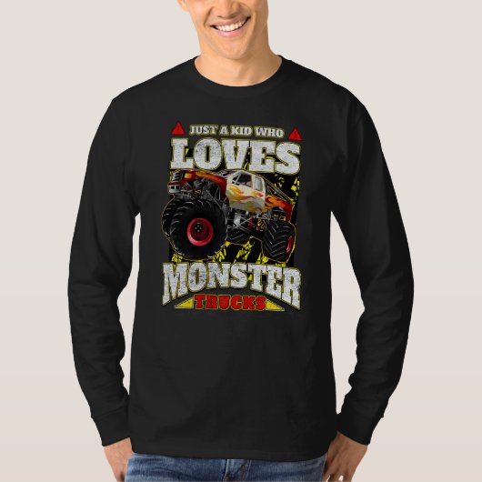Gewoon een Kind die van Monster Trucks houdt T-shirt (Voorkant)