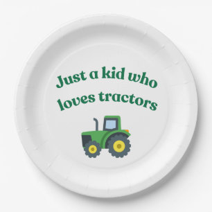 Gewoon een kind die van tractoren houdt - Papieren Bordje