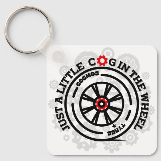 Gewoon een klein radertje in het wiel sleutelhanger (Voorkant)
