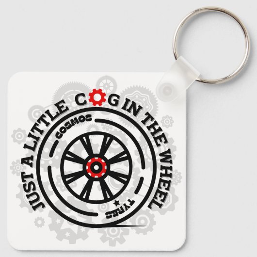 Gewoon een klein radertje in het wiel sleutelhanger (Achterkant)