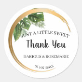 Gewoon een klein SweetTreat Tropical Palm Wedding Ronde Sticker (Voorkant)