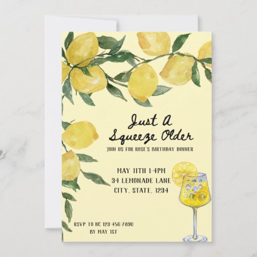 Gewoon een knijp oudere verjaardag uitnodiging (Voorkant)