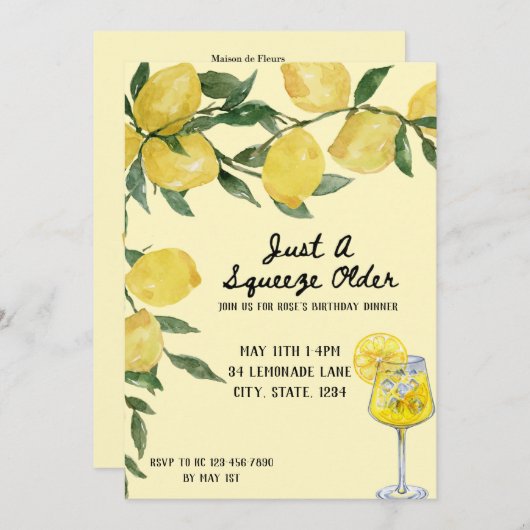 Gewoon een knijp oudere verjaardag uitnodiging (Voorkant / Achterkant)