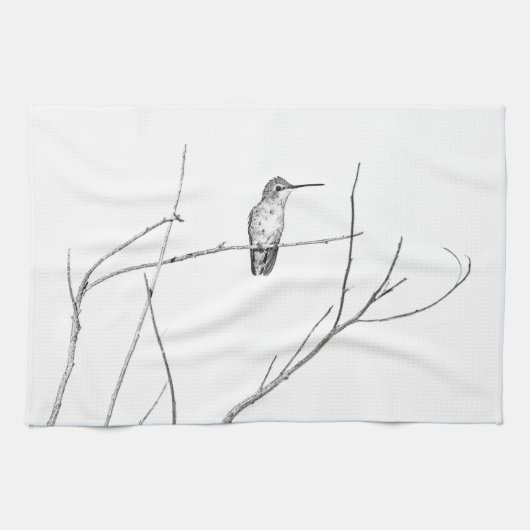 Gewoon een kolibrie op een stok theedoek (Horizontaal)