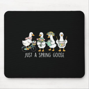 Gewoon een lente gans bloemige dwaze gans gelukkig muismat