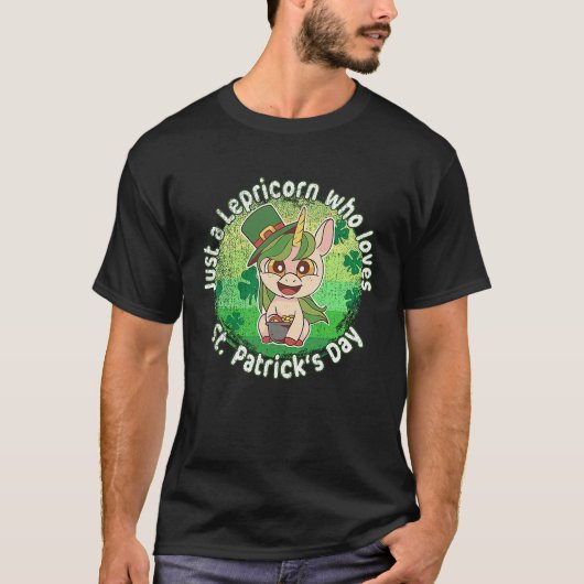 Gewoon een Lepricorn St Patricks Day Retro Sunset  T-shirt (Voorkant)