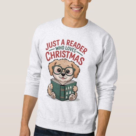 Gewoon een lezer die van Kerstmis Puppy Liefhebber Trui (Voorkant)