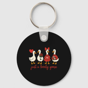 Gewoon een lieflijke gans valentijn eend grappige sleutelhanger