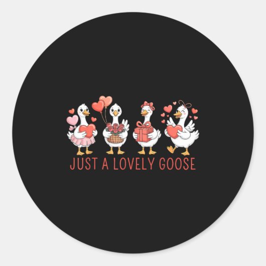 Gewoon een lieve gans Cute Gans Valentijnsdag _3 Ronde Sticker (Voorkant)