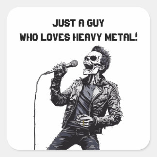 Gewoon een man die houdt van heavy metal skelet zo vierkante sticker
