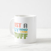 Gewoon een man die van alles houdt koffiemok (Voorkant links)