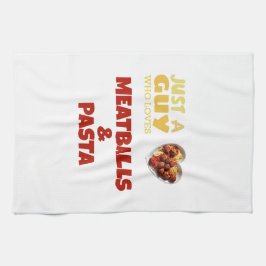 Gewoon een man die van gehakt en pasta houdt theedoek