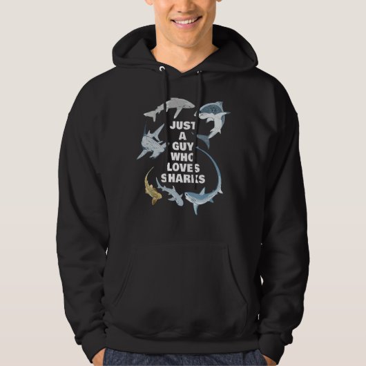 Gewoon een man die van haaien houdt hoodie (Voorkant)