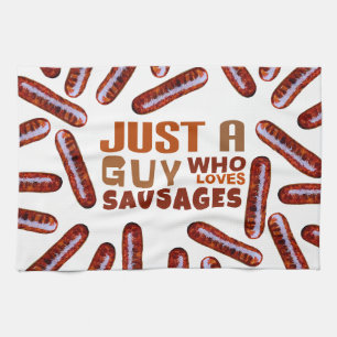 Gewoon een man die van Sausages Kitchen Towel houd Theedoek
