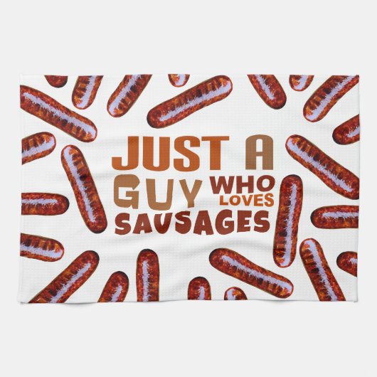 Gewoon een man die van Sausages Kitchen Towel houd Theedoek (Horizontaal)