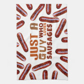 Gewoon een man die van Sausages Kitchen Towel houd Theedoek (Verticaal)