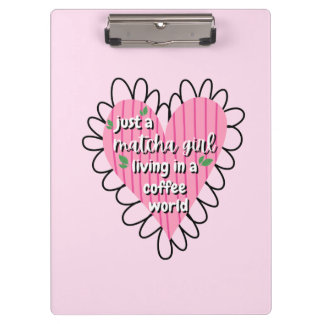 Gewoon een Matcha Meisje Hart Aesthetic – Roze Cut Klembord