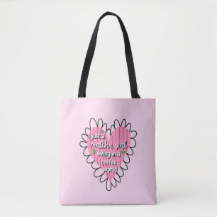 Gewoon een Matcha Meisje Hart Esthetiek – Roze Cut Tote Bag
