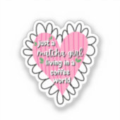 Gewoon een Matcha Meisje Hart Esthetisch – Roze Cu Sticker (Voorkant)