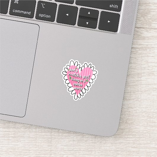 Gewoon een Matcha Meisje Hart Esthetisch – Roze Cu Sticker (Detail)