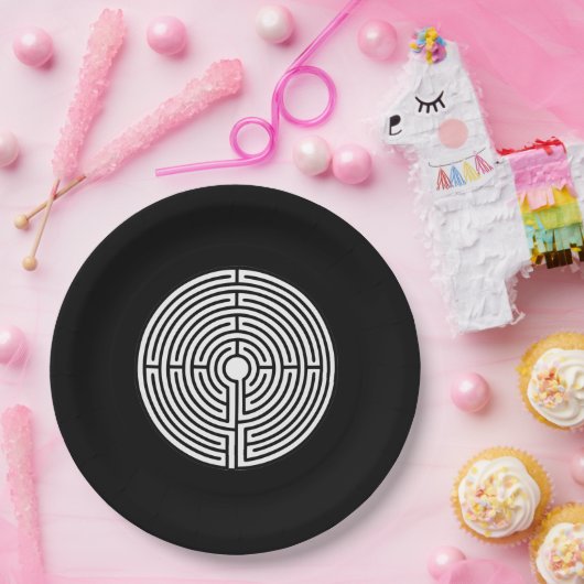 Gewoon een Maze op Black Papieren Bordje (Feest)