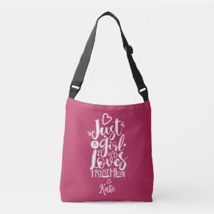 Gewoon Een Meid Cool Magenta En Witte Triathlon Crossbody Tas