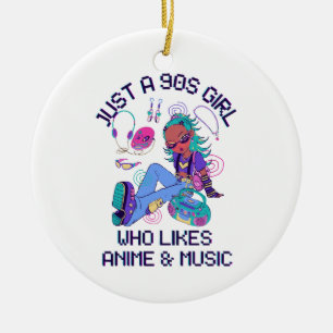 Gewoon een meid uit de jaren 90 die van muziek hou keramisch ornament