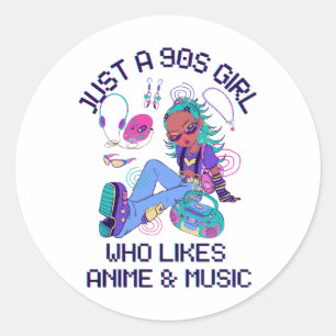 Gewoon een meid uit de jaren 90 die van muziek hou ronde sticker
