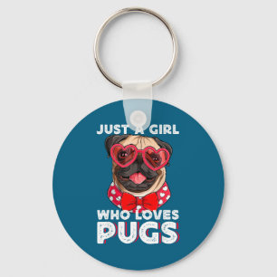 Gewoon Een Meis Dat Van Pugs Houdt Schattige Huisd Sleutelhanger