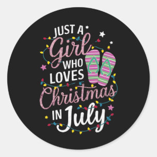 Gewoon Een Meis Die Kerstmis in Juli Zomer Liefhee Ronde Sticker