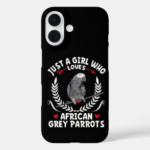 Gewoon een meisje dat Afrikaanse grijze papegaaien iPhone 16 Hoesje