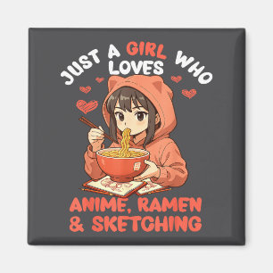 Gewoon Een Meisje Dat Anime Ramen En Schetsen Leuk Magneet