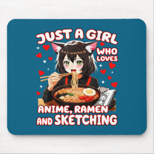 Gewoon Een Meisje Dat Anime Ramen En Schetsen Lief Muismat