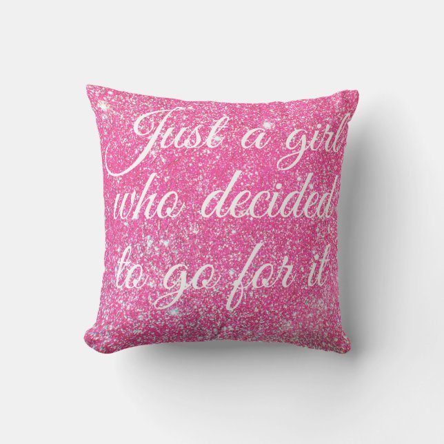 GEWOON EEN MEISJE DAT BESLOOT Sparkle Roze Glitter Kussen (Voorkant)