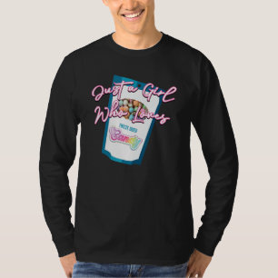 Gewoon een meisje dat bevroren gedroogde snoepjes t-shirt