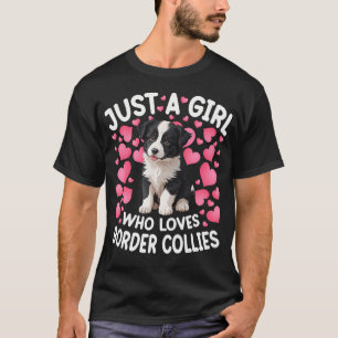 Gewoon een meisje dat Border Collie-vrouwen meisje T-shirt
