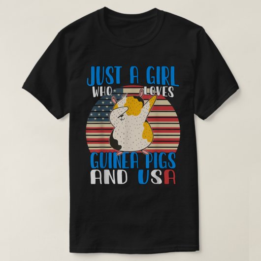 Gewoon een meisje dat cavia's en de VS leuk vindt T-shirt (Design voorkant)