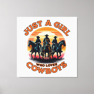 Gewoon een meisje dat cowboys leuk vindt canvas afdruk