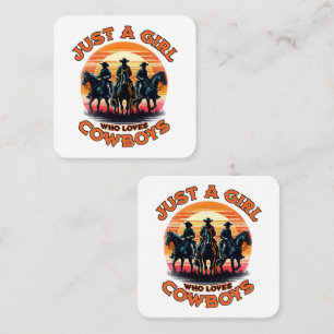 Gewoon een meisje dat cowboys leuk vindt vierkante visitekaartje