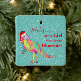Gewoon een meisje dat dol is op dinosauriërs keramisch ornament